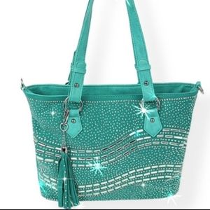 ReStocked Turquoise Rhinestone Handbag